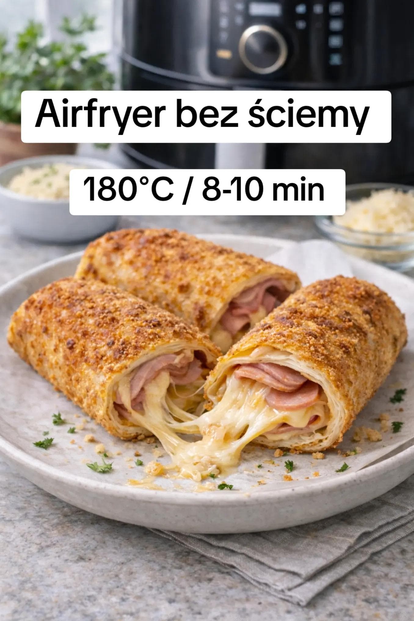 Chrupiące wrapy z szynką i serem z airfryera