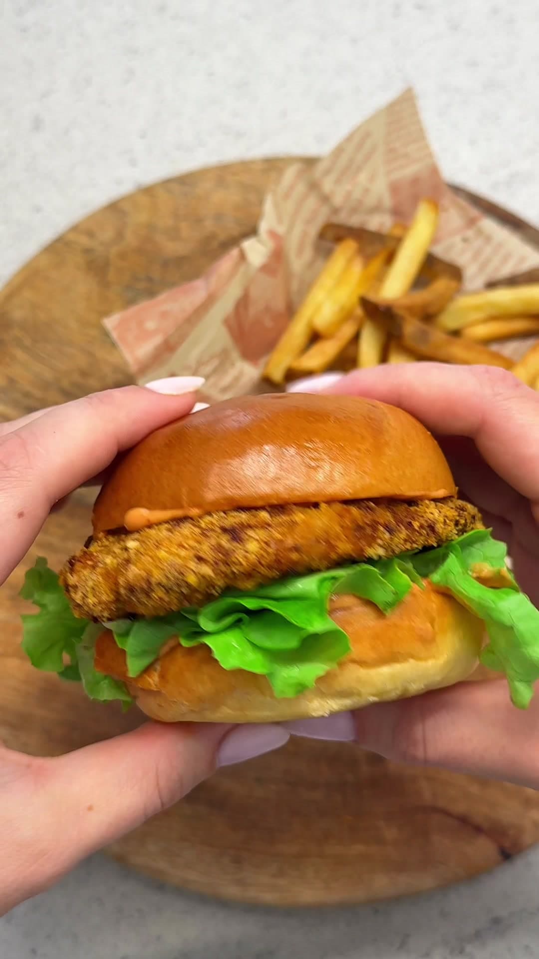 Air Fryer Chicken Burger with Brioche Bun