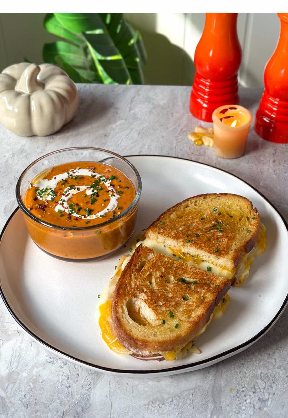Easy Tomato Soup and Grilled Cheese Sandwich