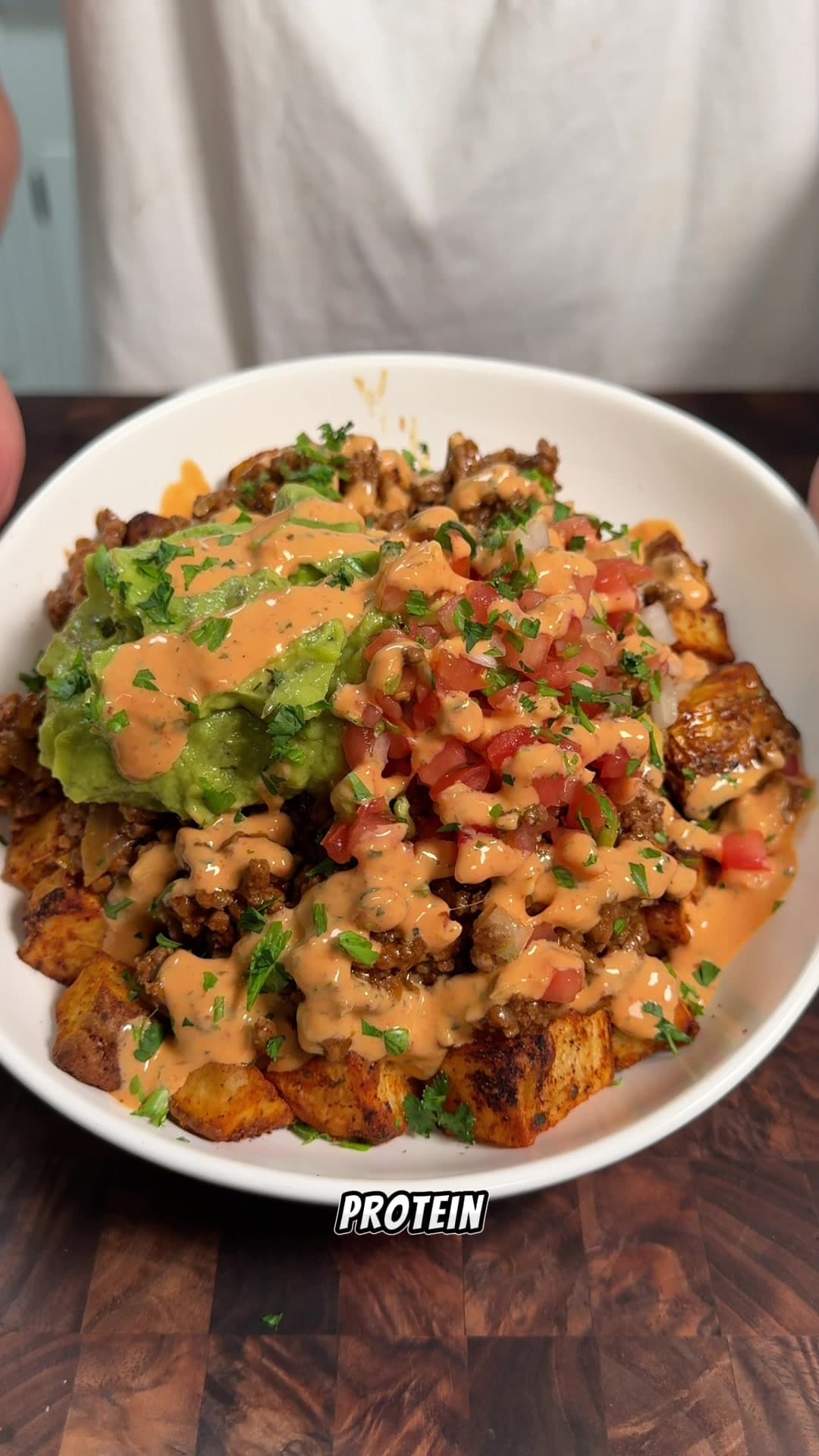 Högprotein Taco Bowl med krispiga potatisar