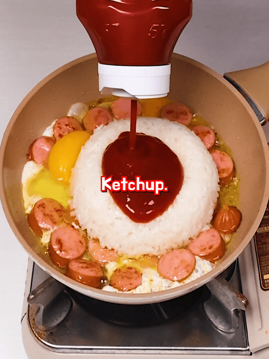 Ultimate Cheesy Ketchup Sausage Fried Rice