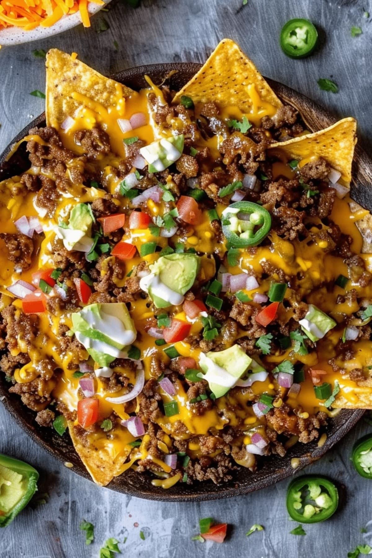 Nachos con carne e formaggio