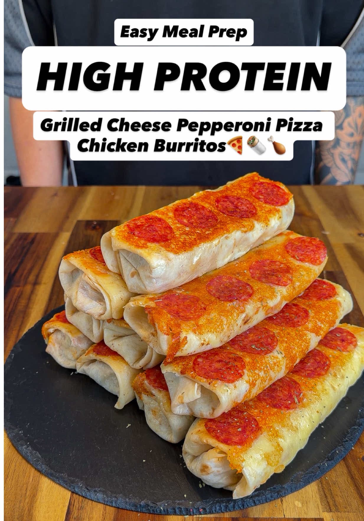 Grilled Cheese Pepperoni Pizza Chicken Burritos