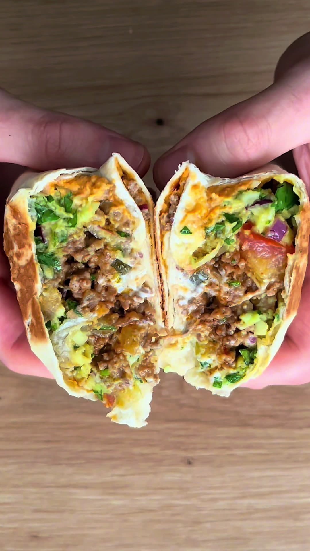 Ground Beef Burrito with Guacamole