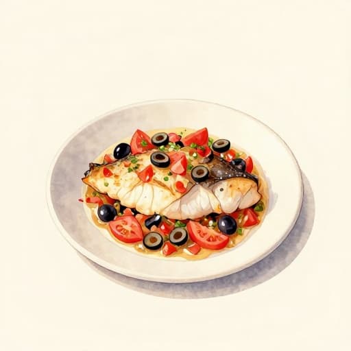 Baked Cod with Tomato-Olive Relish