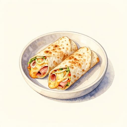 Cheesy Ham Wrap with Garlic Onions