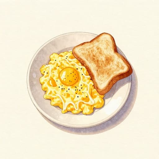 Cheesy Scrambled Eggs with Toast