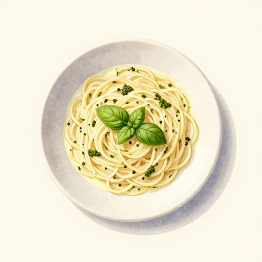 Creamy Garlic Noodles with Basil Pesto