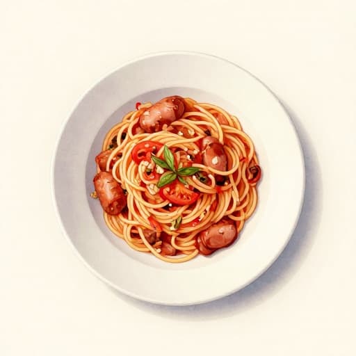 Creamy Tomato-Garlic Alligator-Pork Sausage Pasta