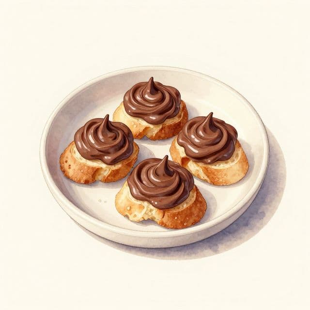 Crostini dolci con crema al cioccolato