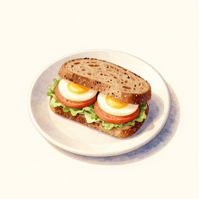 French-Spanish Fusion Egg & Veggie Sandwich on Black Bread