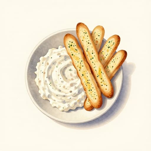 Garlic Breadsticks with Meat Dip