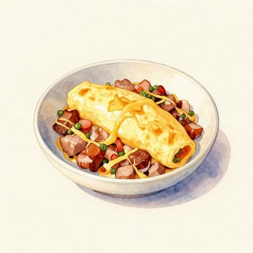 Japanese-Style Meat and Cheese Omelette