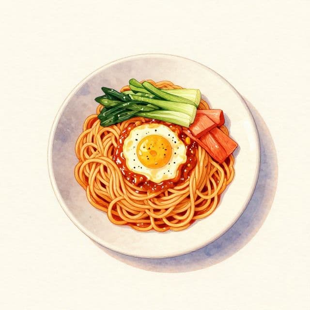 Korean-Style Chili Oil Egg Noodles with Vegetables