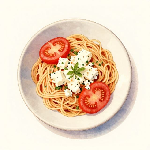Mediterranean Cheese and Tomato Noodle Bowl