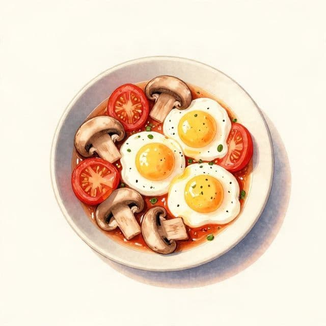 Mushroom Garlic Tomato Eggs with Mozzarella