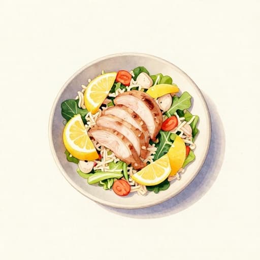 Salade de poulet au citron et riz