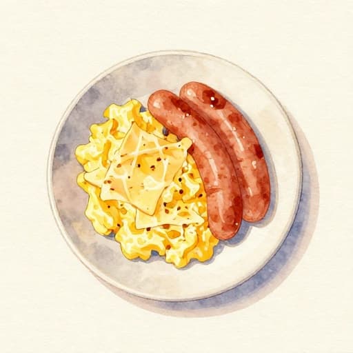 Scrambled Eggs with Cheese and Sausage