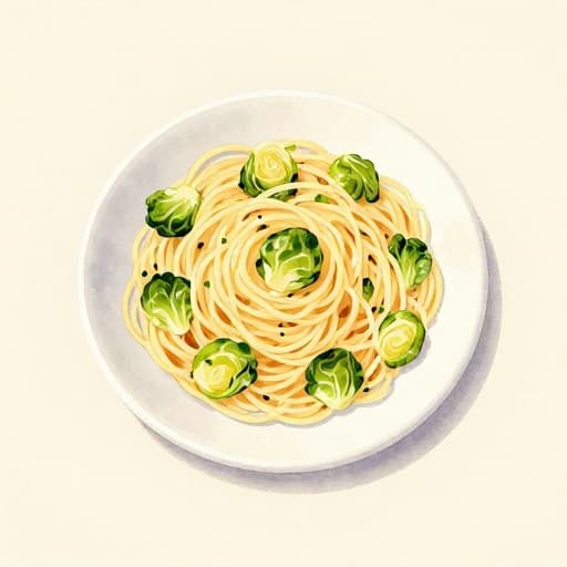Spaghetti Carbonara with Brussels Sprouts