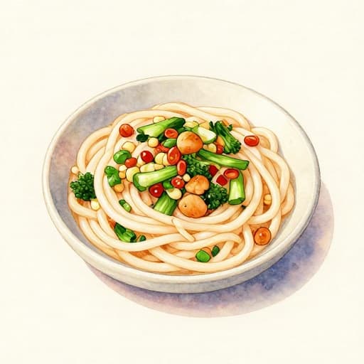 Udon saltati con verdure croccanti
