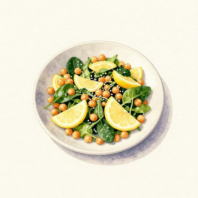 Warm Chickpea and Spinach Salad with Lemon and Sesame