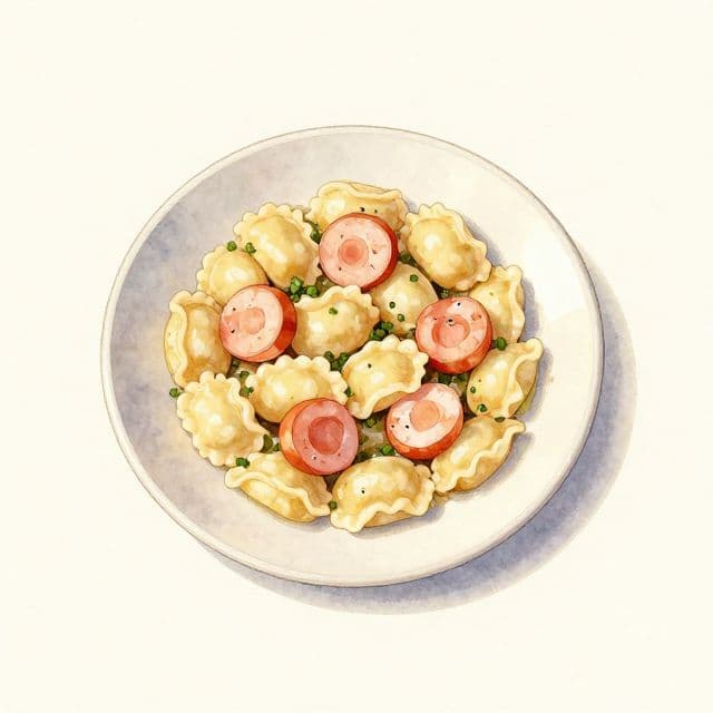 Zapečené gnocchi s klobásami a vejcem