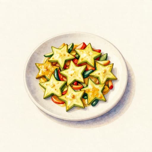Estrellas de calabacín al curry con verduras mediterráneas