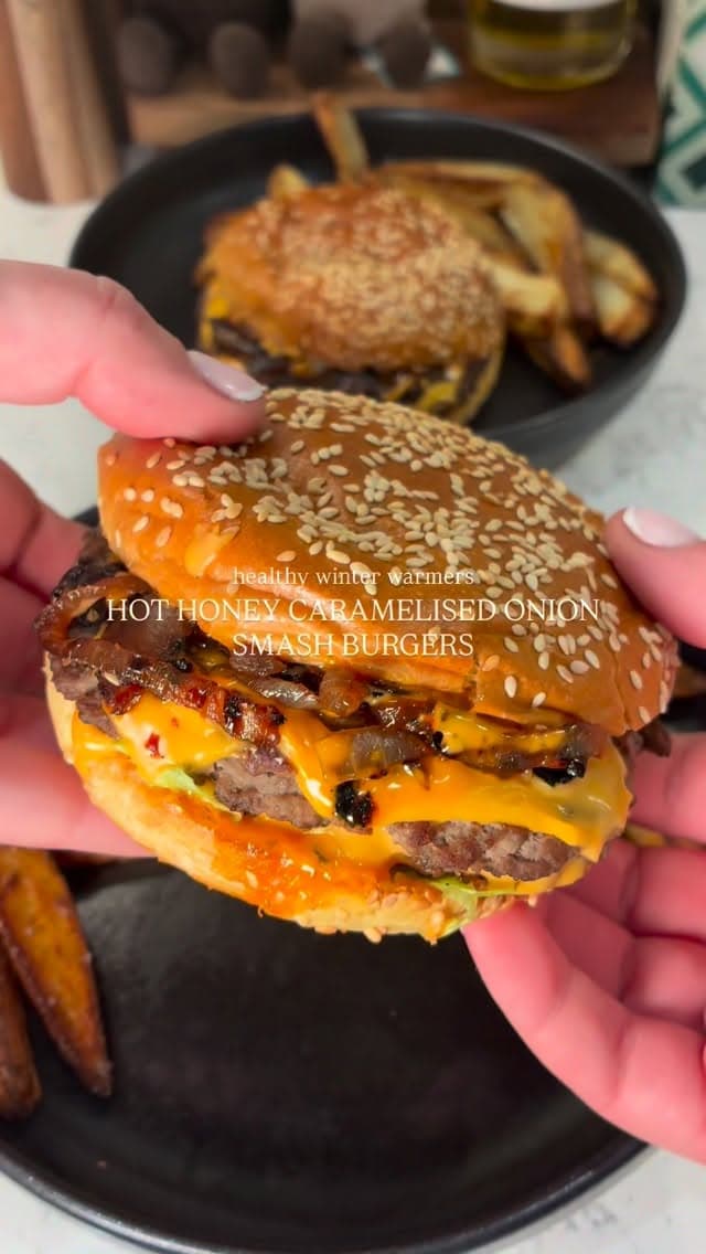 Hot Honey Caramelised Onion Smash Burgers