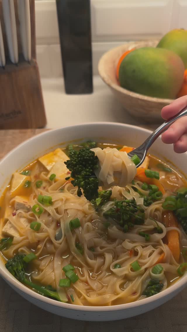 Quick and Easy Tofu Rice Noodle Soup