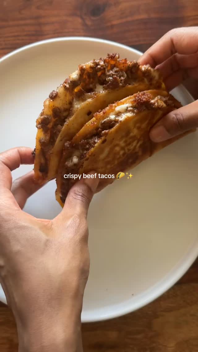 Crispy Beef Tacos with Cilantro Lime Sauce