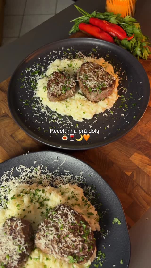 Risoto com filé mignon para dois