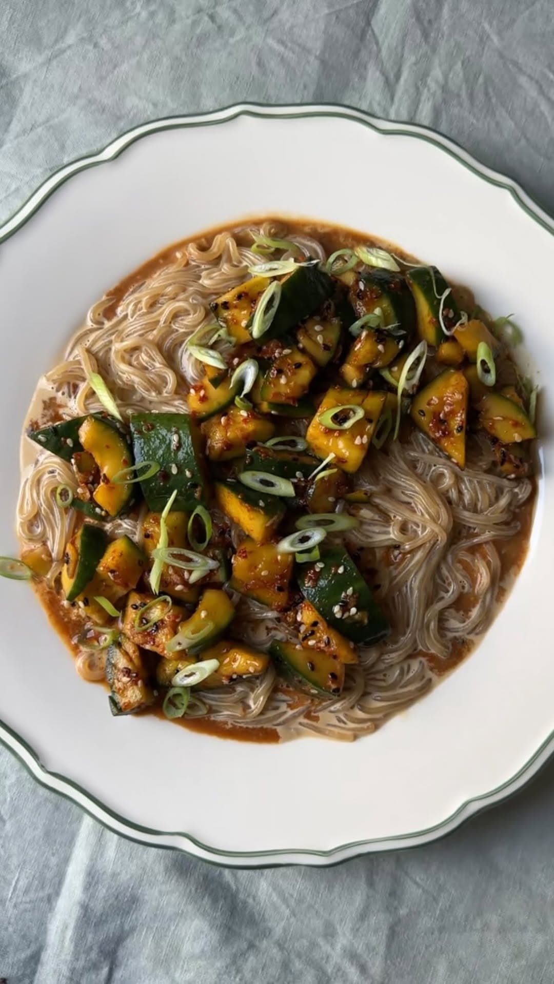 Cold Tahini Noodle Salad with Smacked Cucumber