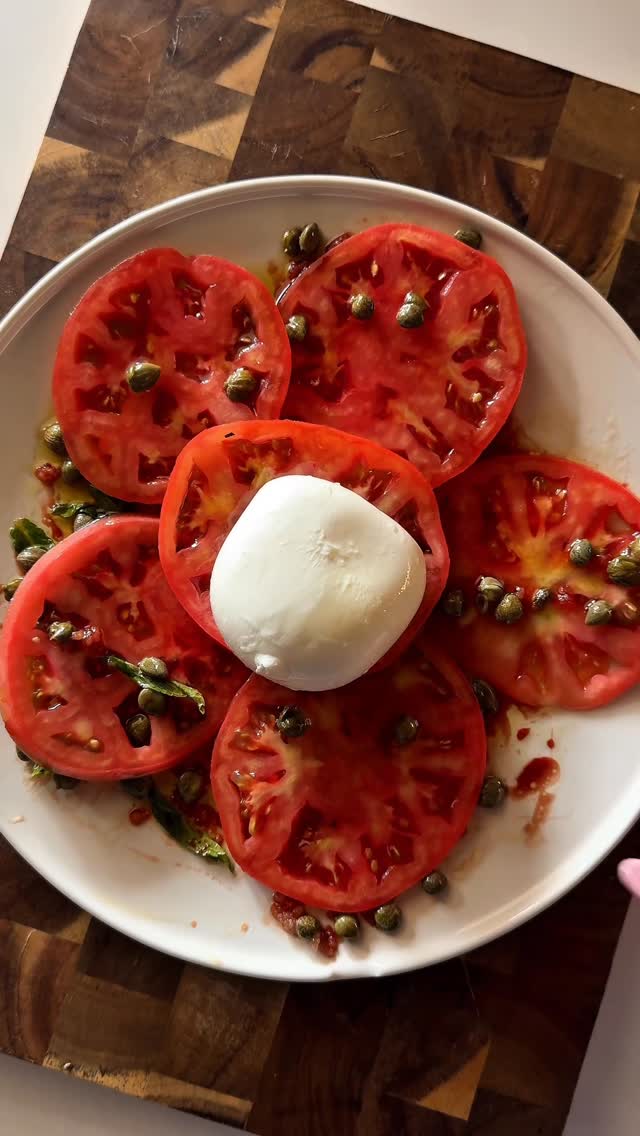 Pink Tomato Salad with Mozzarella