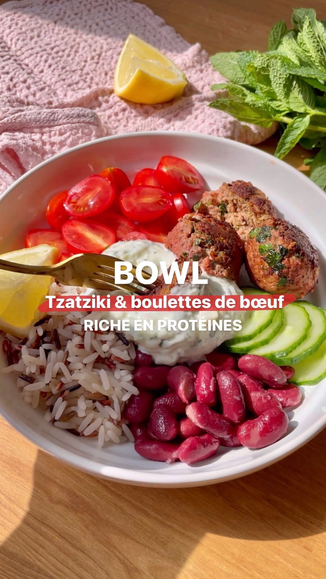 Boulettes de bœuf à la courgette et tzatziki protéiné