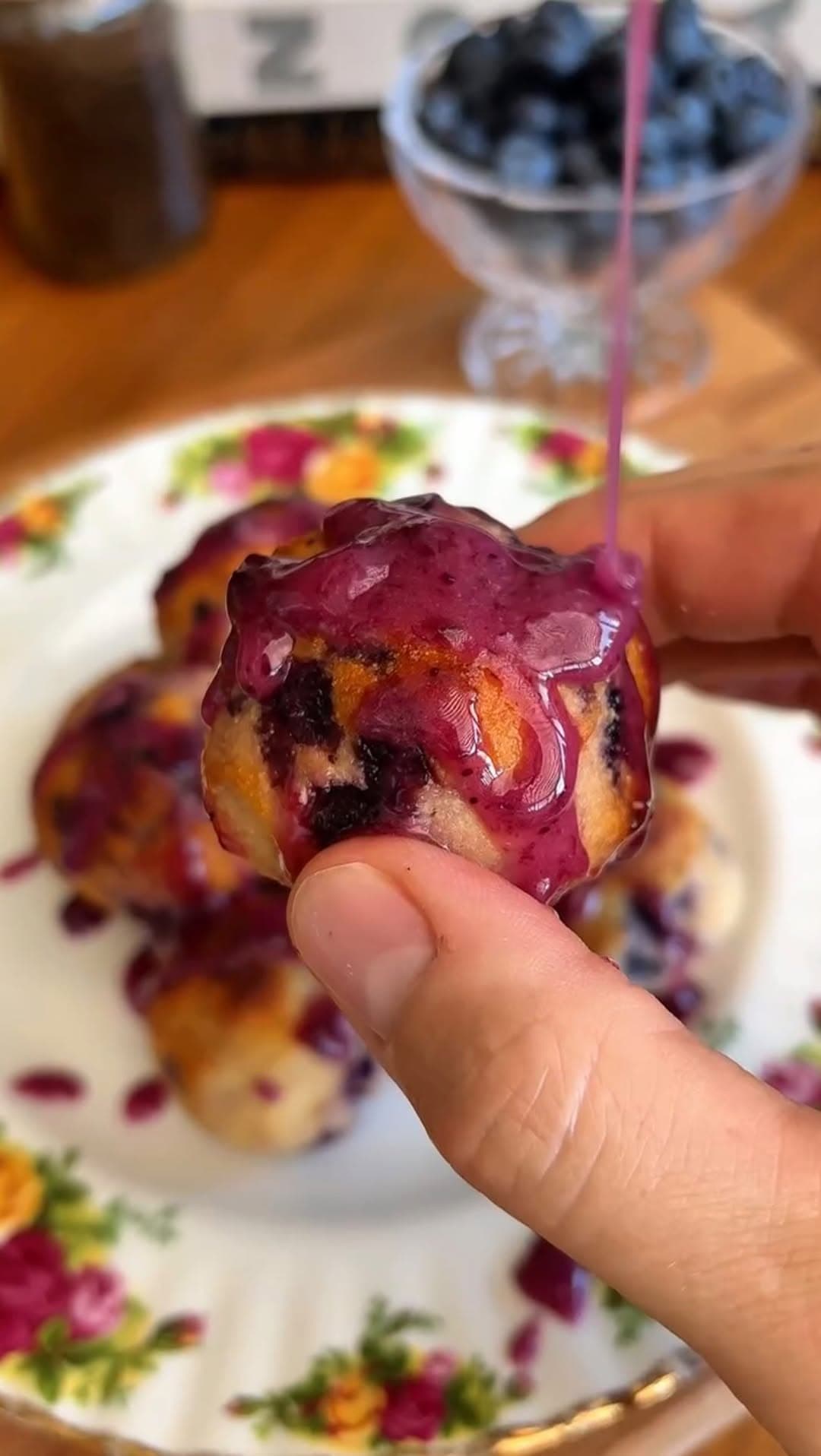 Bouchées de beignets aux myrtilles protéinées