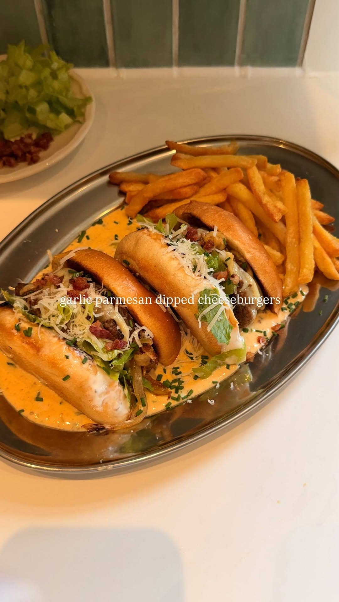 Garlic Parmesan Dipped Cheeseburgers