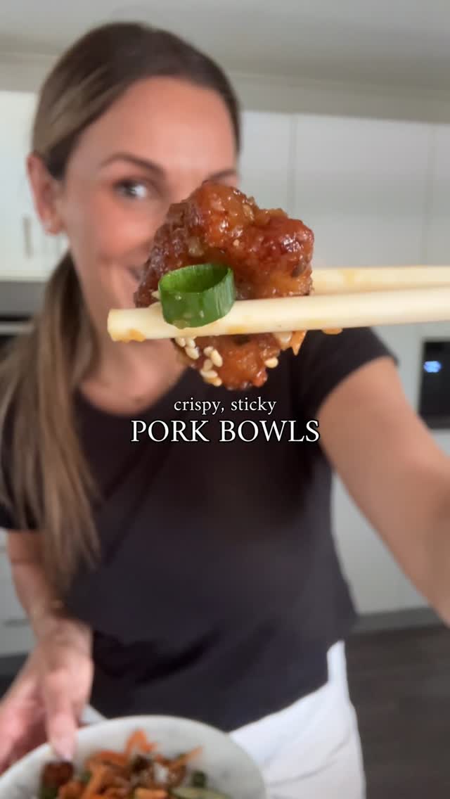 Air Fryer Crispy Sticky Pork Bowl