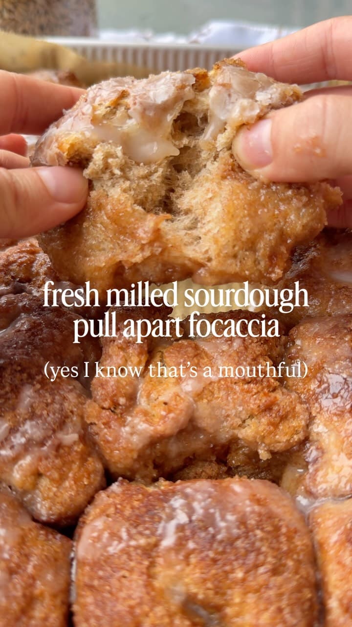 Fresh Milled Sourdough Cinnamon Roll Pull Apart Focaccia
