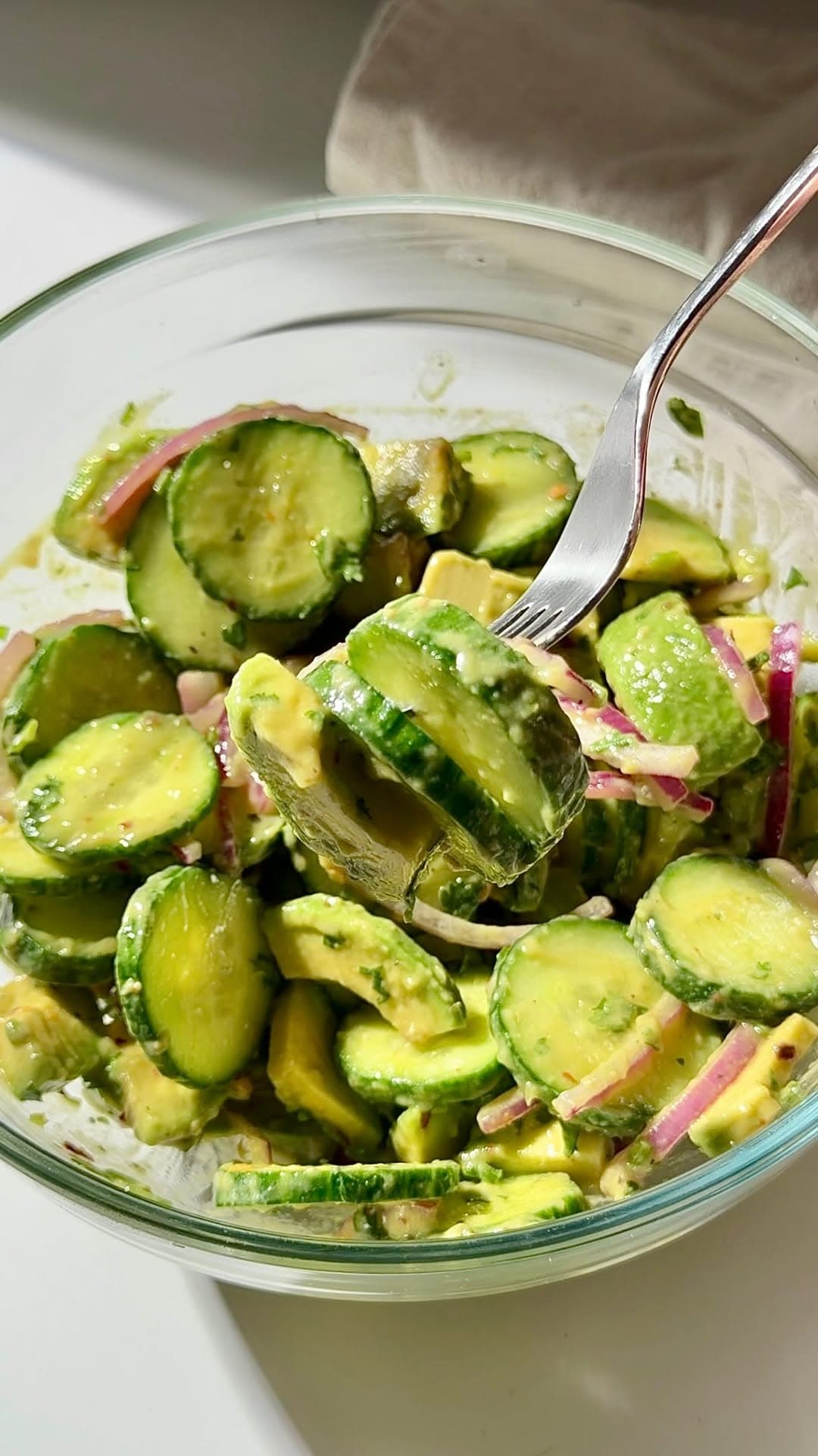 Cucumber Avocado Salad with Chili Lime Dressing