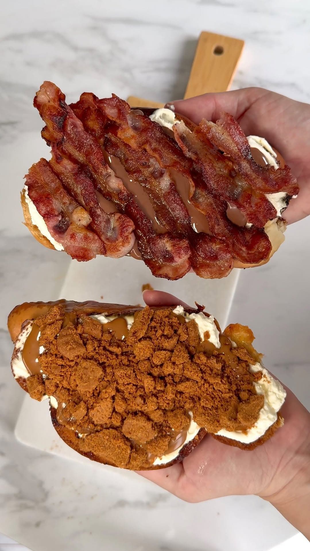 Lotus Biscoff Cheesecake Sandwich with Crispy Bacon