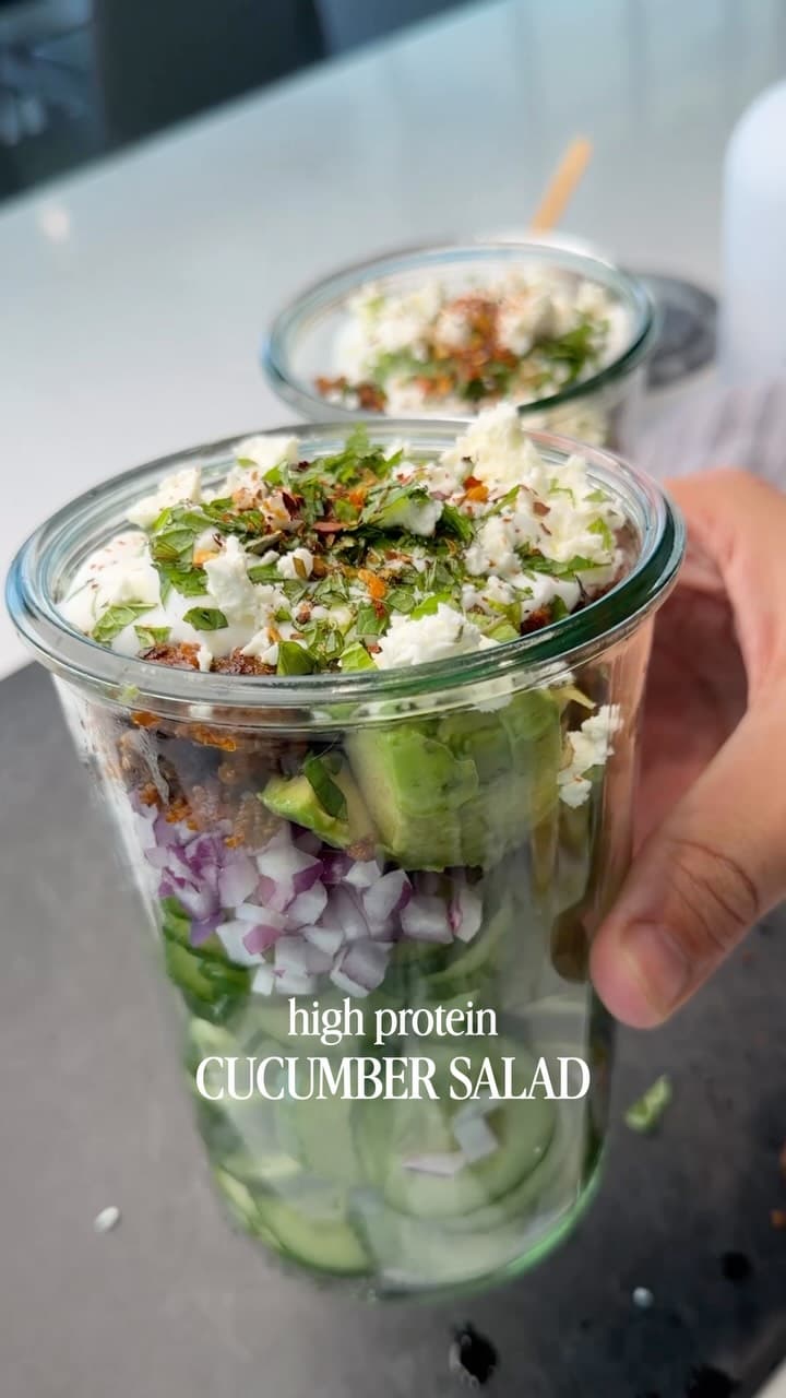 High Protein Mediterranean Cucumber Salad