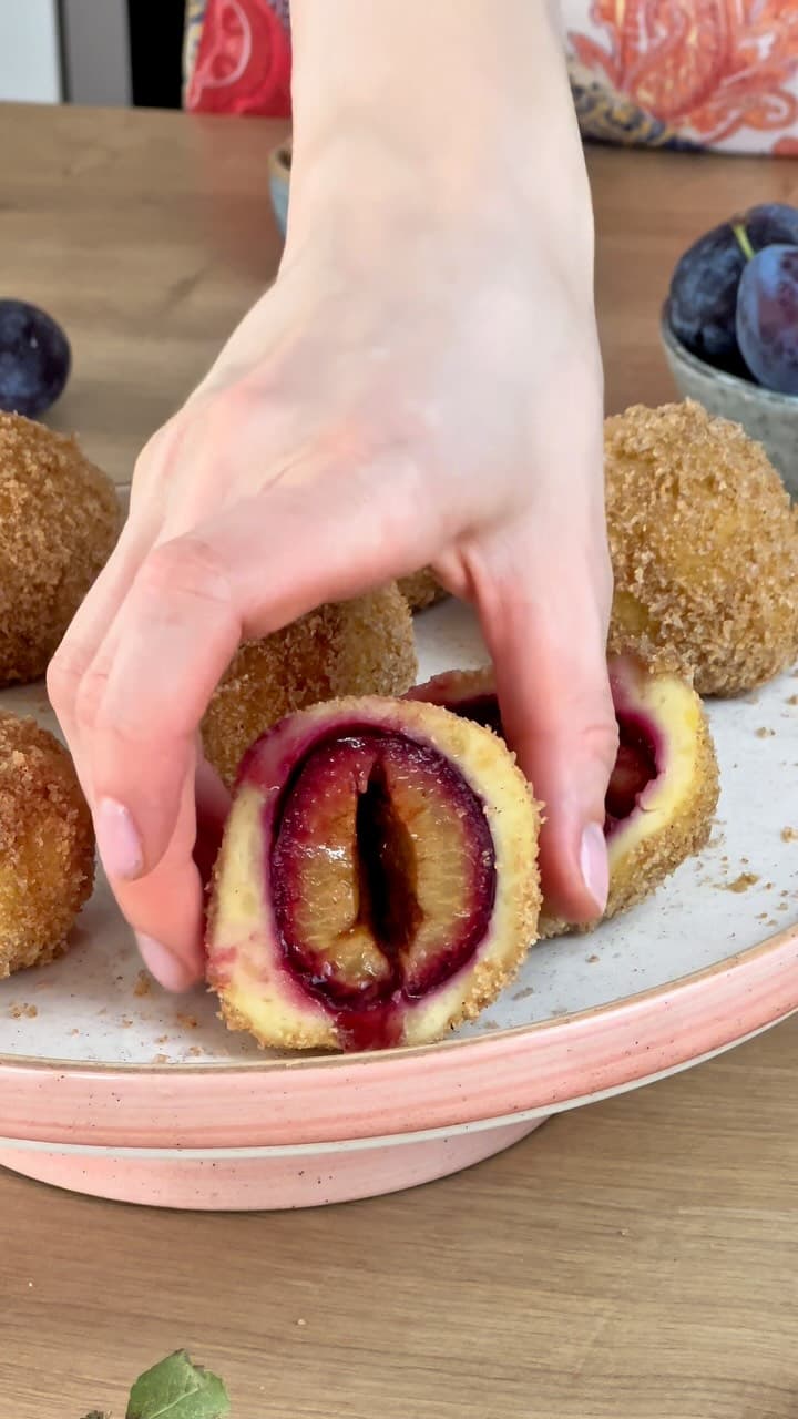 Plum Dumplings with Toasted Breadcrumbs