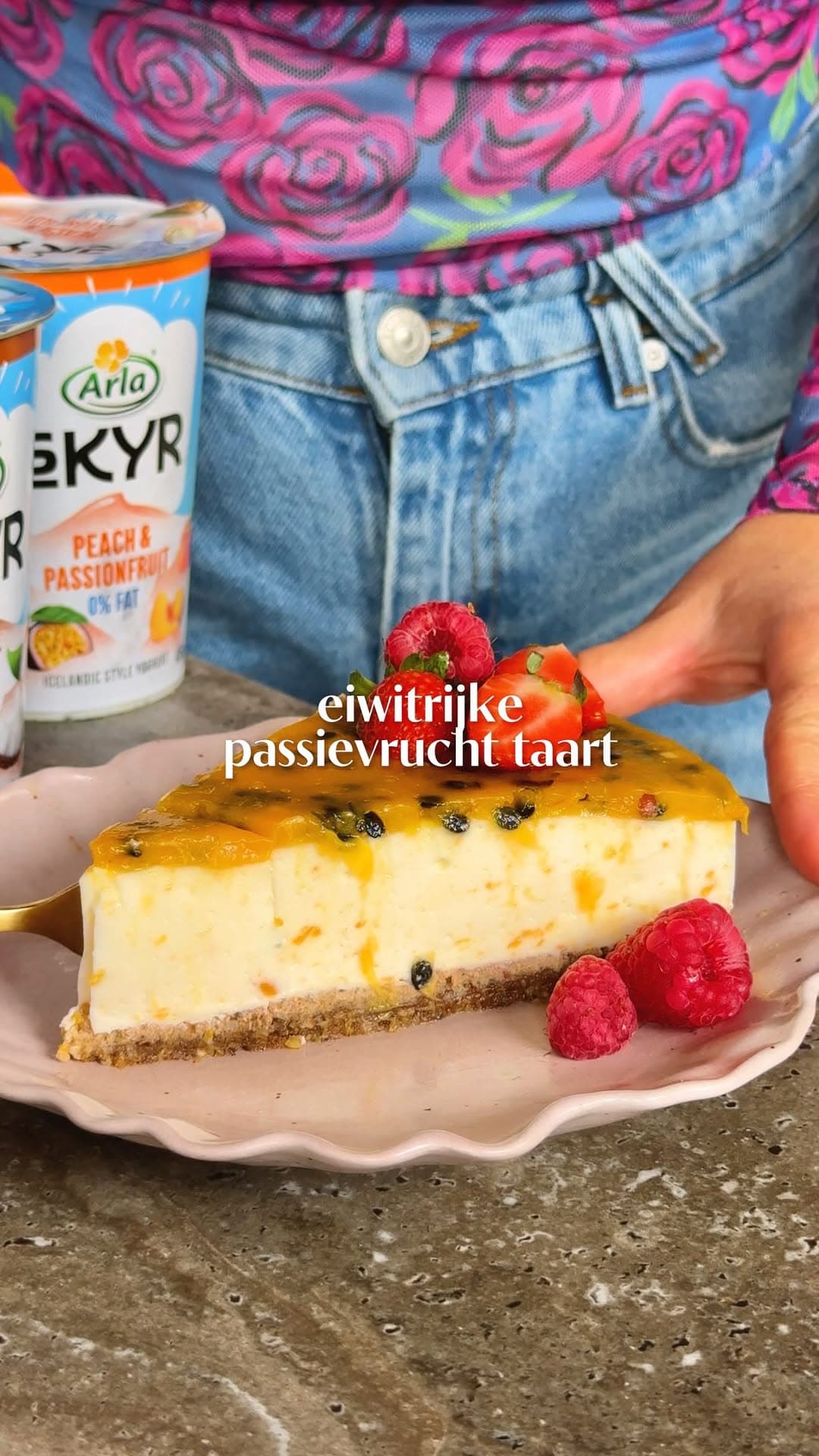 Eiwitrijke passievrucht ontbijttaart