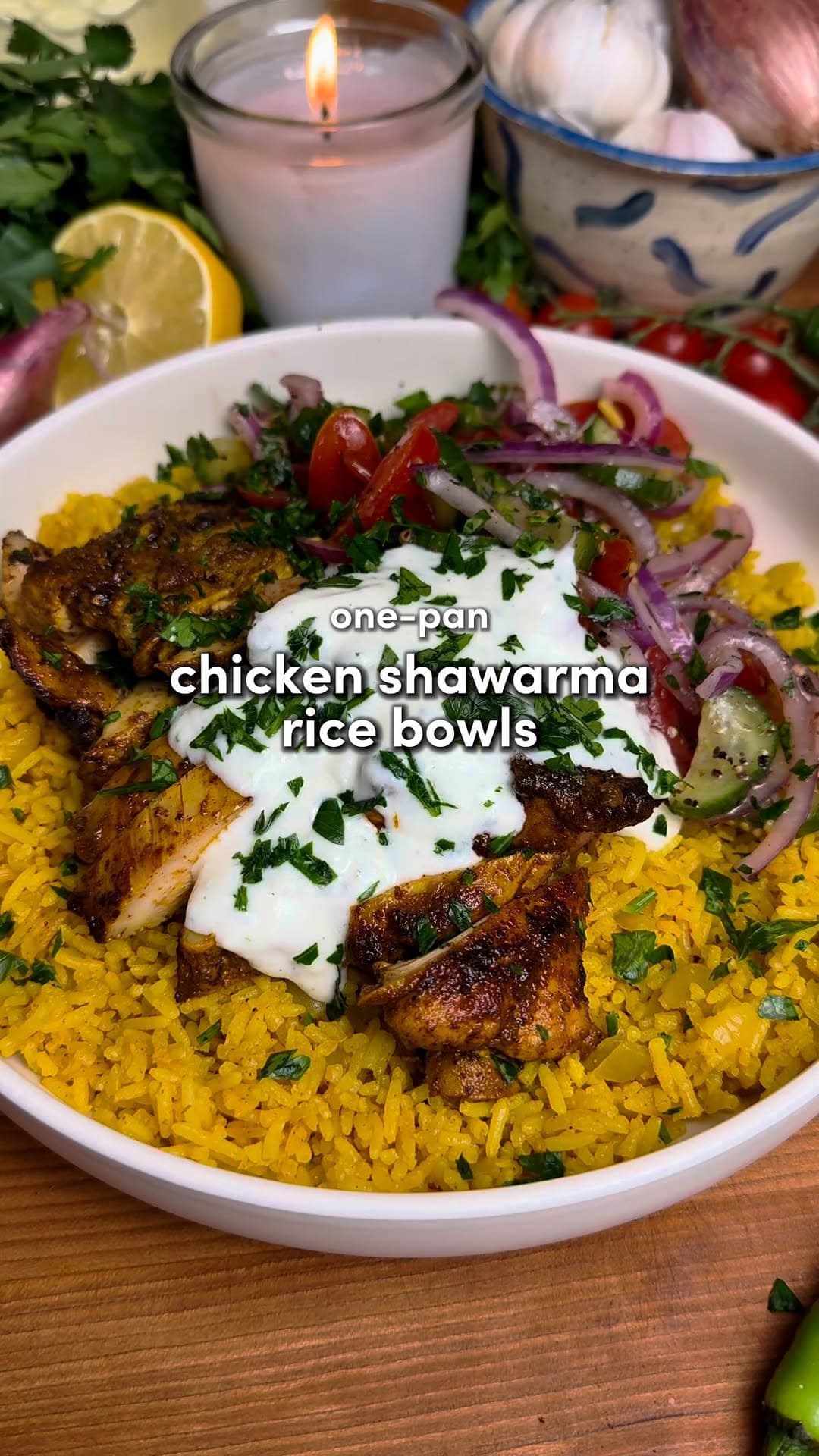 One-Pan Chicken Shawarma Rice Bowls