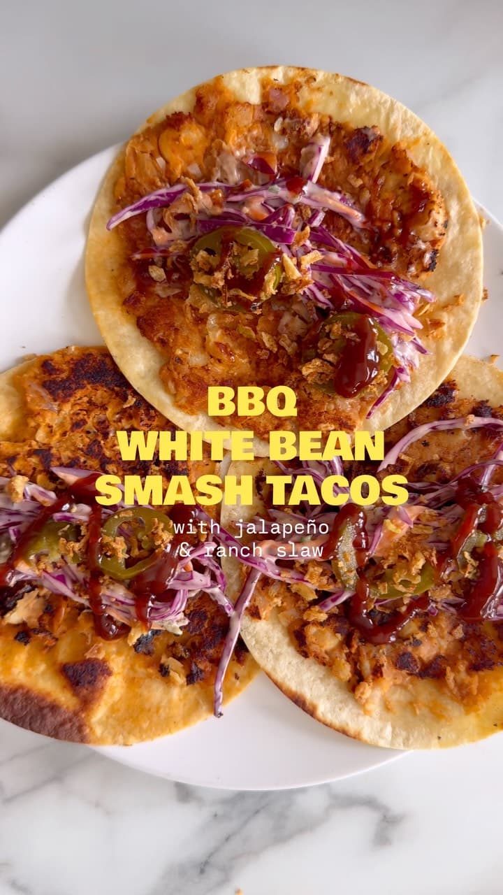 BBQ White Bean Smash Tacos