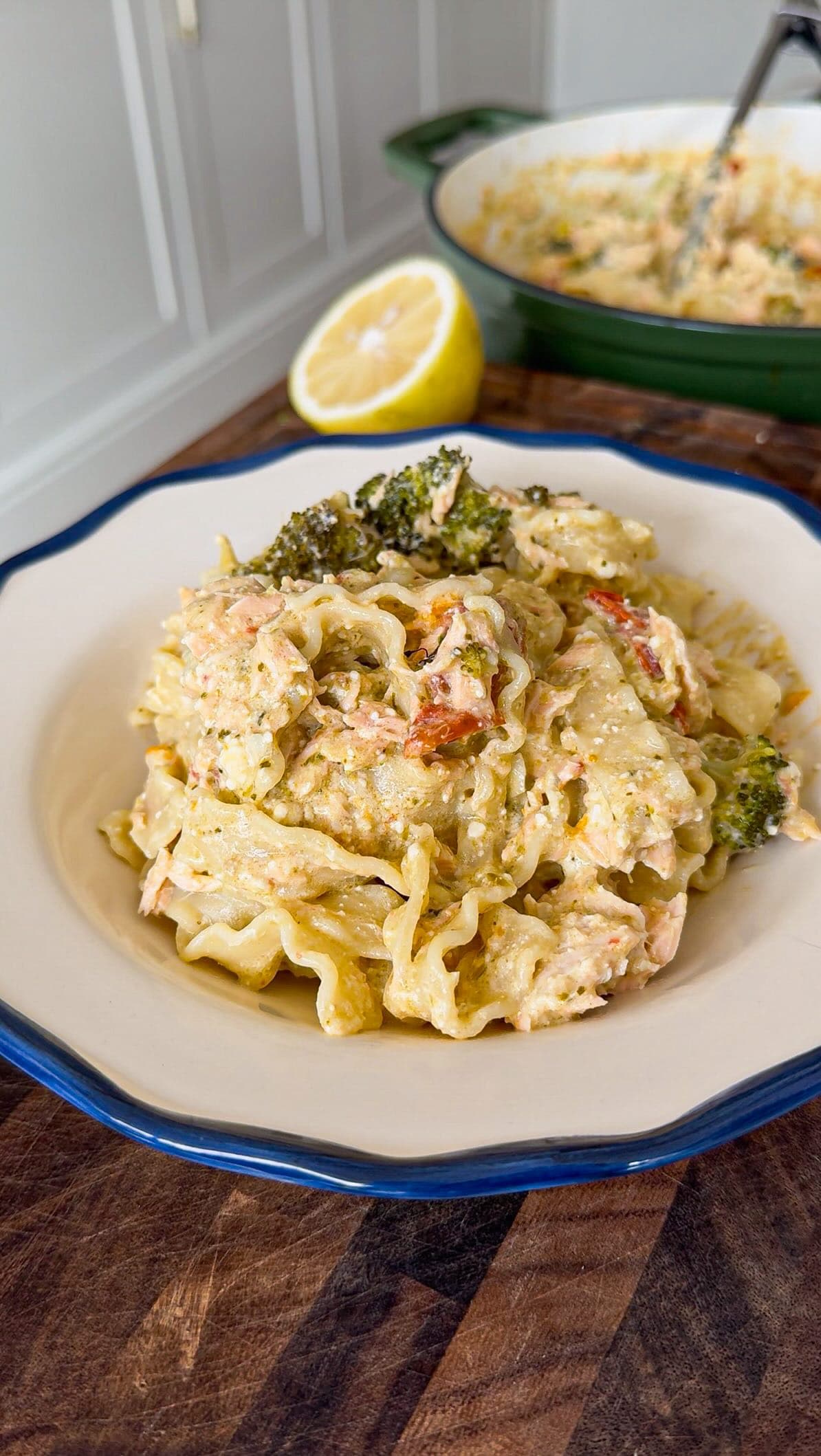 Salmon Feta Pesto Pasta