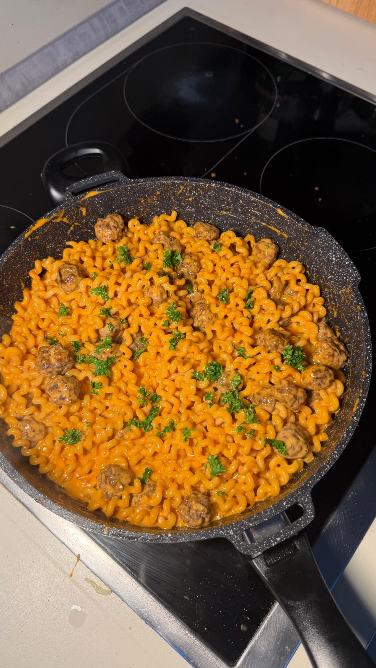 Creamy Mini Meatball Pasta