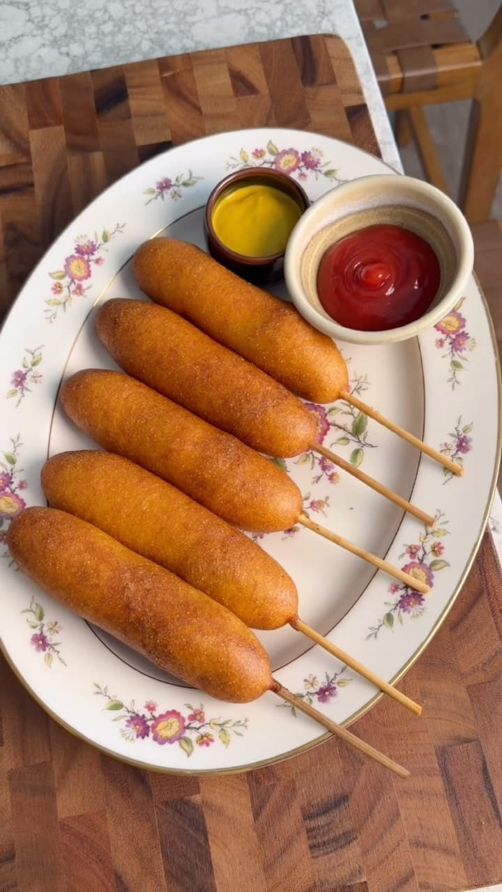 Homemade Corn Dogs with Buttermilk Pancake Batter