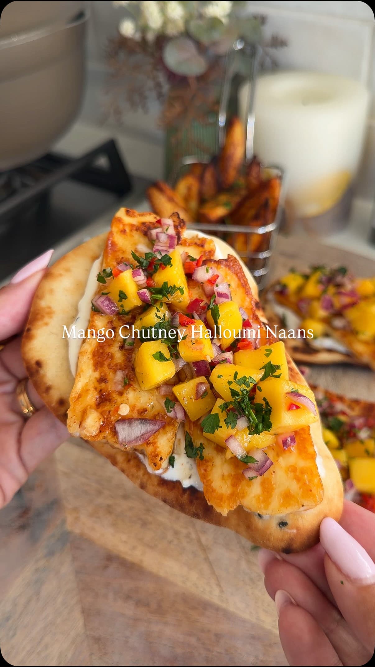 Sticky Mango Chutney Halloumi Naans
