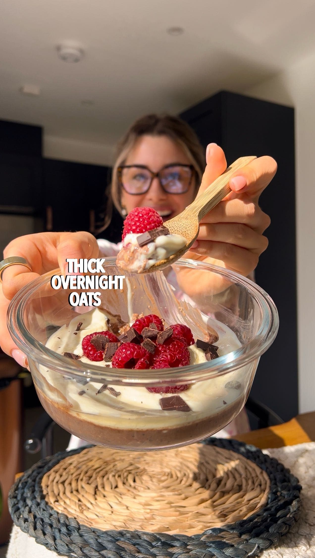 Tjocka overnight oats utan proteinpulver och banan
